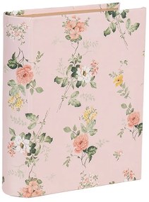 Könyv alakú karton tároló doboz vintage stílusban 17x14x5 cm rózsaszín Rózsa virágos