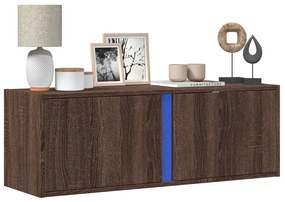 barna tölgyszínű fali TV-szekrény LED-del 100x31x35 cm