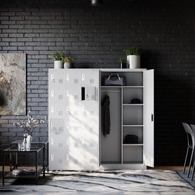 Fém öltözőszekrény DAWID, 900 x 1850 x 450 mm, szürke