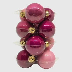 Jolly Spirit rózsaszín üveg karácsonyi gömb szett 12*6cm