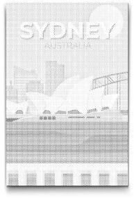 Gario PontPöttyöző Sydney, Ausztrália Méret: 40 x 60 cm, Keretezés: Keret nélkül (csak a vászon), Pontok színe: Kék