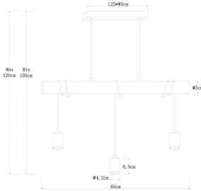 Globo 15539-3HB - Csillár zsinóron GREGOR 3xE27/60W/230V