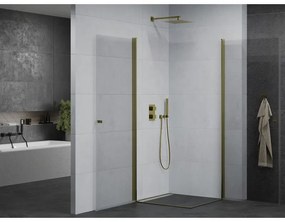 Mexen Pretoria Duo, 2 szárnyas zuhanykabin 100 (ajtó) x 100 (ajtó) cm, 6mm átlátszó üveg, arany profil, 852-100-100-50-00-02