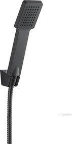Laveo Kvadrato, fali kádcsaptelep Orca kézizuhany-szettel, 150 mm, matt fekete, LAV-BLQA710D