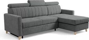 Vario sarokkanapé ágyfunkcióval univerzális jobb/bal oldali - szürke zsákszövet Wind 89