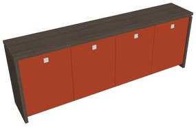 Verno alacsony szekrény 248 x 46 x 90 cm, üvegajtó, antracit tölgy / narancs