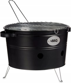 Hordozható Fém Grillsütő Fogantyúkkal 42 X 35 X 21 CM Fekete