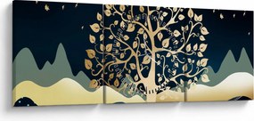 Egy aranyfa képe (órával) (90x30 cm)
