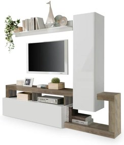 LENOR nappali szekrénysor, fehér/barna