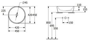 Villeroy & Boch 5A254501 - ARCHITECTURA ráépíthető mosdó Ø 45 cm kerámia/fehér