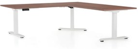 OfficeTech Angle állítható magasságú asztal, 180 + 120 cm, fehér alap, dió