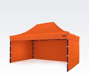 Piaci pavilon 3x4,5 m, 3 fallal | Gyors felállítás, 12,5 m² - plusz 3 oldalfal - Narancssárga