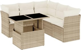 vidaXL 6 részes bézs polyrattan kerti ülőgarnitúra párnával