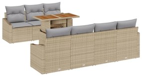 vidaXL 8 darabos Kert Étkezőgarnitúra párnákkal Bézs Poli Rattan Akác