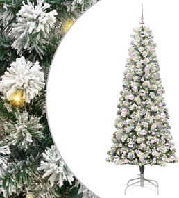 vidaXL Műanyag Hajtogatós Karácsonyfa 300 LED-del Zöld és Fehér 180 cm