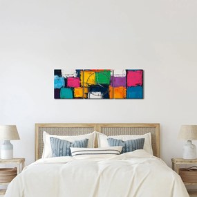 Kép - Színes négyzetek festménye (órával) (90x30 cm)