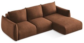 Terrakotta színű kinyitható sarokkanapé (jobb oldali-heverő résszel) Leila – Makamii