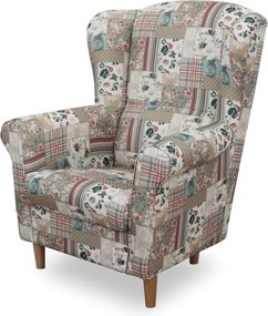 füles fotel puffal, szövet patchwork Viorica 1, ASTRID