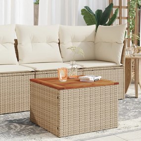 vidaXL bézs polyrattan és akácfa kerti asztal 55 x 55 x 37 cm