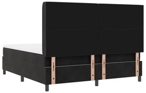 Boxspring Ágy Mattal és LED Fénnyel Fekete 180x200 cm Bársony