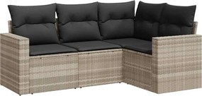 vidaXL 4 részes világosszürke polyrattan kerti ülőgarnitúra párnákkal