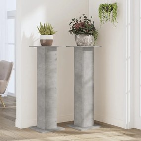 2 db betonszürke szerelt fa növénytartó állvány 30 x 30 x 95 cm