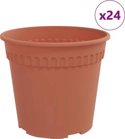 vidaXL Kerek Virágcserép 24 pcs Tégla Vörös Ø 17 x 14 cm Műanyag