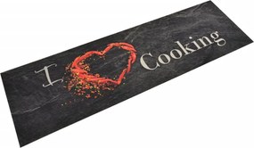 vidaXL fekete mosható cooking feliratos bársony konyhaszőnyeg 45x150cm