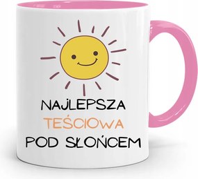 Rózsaszín Bögre Az Anyósnak A Legjobb A Nap Alatt, fényképes nyomattal