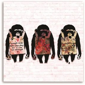 Gario Vászonkép Banksy 3 majom Méret: 40 x 40 cm