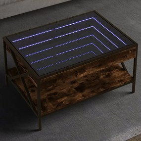 Füstös tölgy végtelen hatású LED-es dohányzóasztal 70x50x38 cm