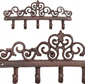 Fali öntöttvas akasztó viktoriánus 32cm Vinatge 5 akasztós előszoba