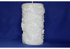 Virágdíszítéses Esküvői Fehér Gyertya 12.5 cm