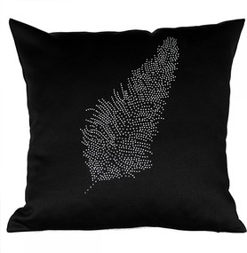 Dekoratív párnahuzat fekete 45x45 Levél strassz