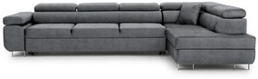 Annabelle Maxi modern sarokkanapé, jobb oldali - grafitszürke könnyen tisztítható velúr Zetta 304 / króm lábak