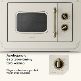 Klarstein Victoria 20, beépített mikrohullámú sütő, 20 l, 800 W, grill: 1000 W, elefántcsont