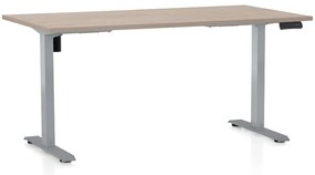 Állítható magasságú asztal OfficeTech B, 160 x 80 cm, szürke alap, tölgy