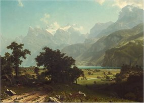 Üveg kép - Albert Bierstadt, Lake Lucerne, reprodukciók (70x50 cm)