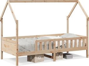 vidaXL tömör fenyőfa házikó gyerekágykeret 90 x 190 cm