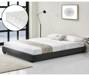 [corium] Modern műbőr kárpitozott ágy matraccal fekete 200 x 140 cm Cоrium