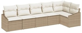 vidaXL Kerti Kanapé Szett párnával 6 pcs Beige és Fehér polirattan