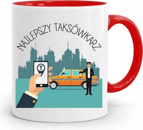 Piros Taxis Bögre Legjobb Taxisofőr nyomott mintával