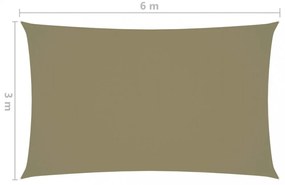 bézs téglalap alakú oxford-szövet napvitorla 3 x 6 m