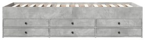 betonszürke kanapéágy fiókkal matrac nélkül 75x190 cm