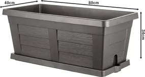 Bama Legno kerti nagy méretű virágláda antracit, 80 x 40 x 35 cm, 80 cm