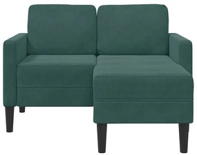 sötétzöld bársony 2 üléses kanapé L-alakú kanapéval 125 cm
