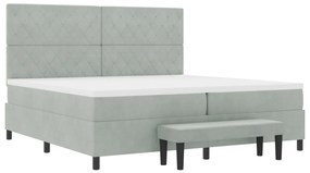 Box Spring Ágy Matraccal és Pad Light Grey 200x200 cm Bársonyos