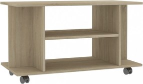 sonoma tölgy színű szerelt fa TV-szekrény görgőkkel 80x40x45 cm