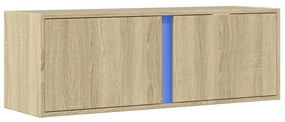 sonoma tölgy színű fali TV-szekrény LED-ekkel 100x31x35 cm