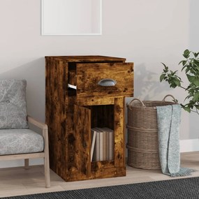 füstös tölgy színű szerelt fa kisszekrény fiókkal 40x50x75 cm